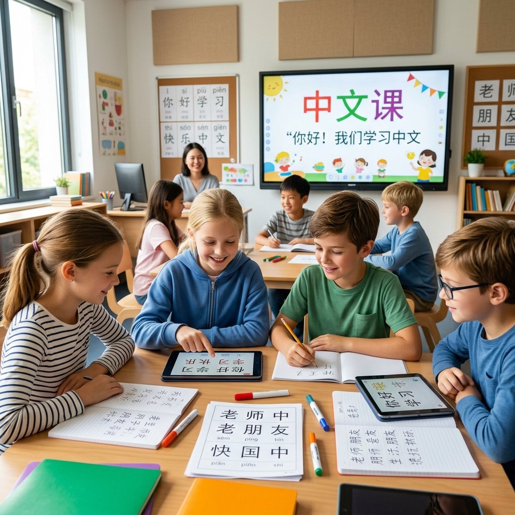 Niños aprendiendo chino